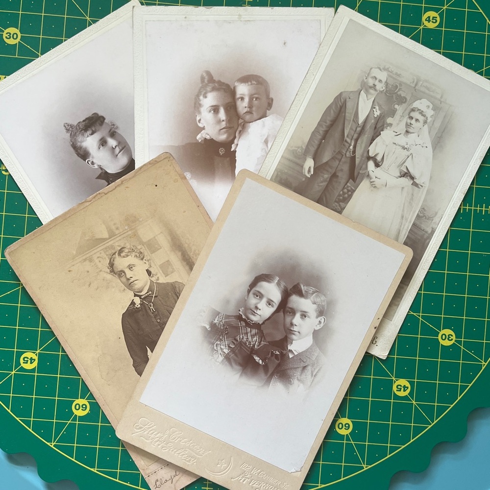 Victorian Cabinet Cards, 5 Antique Photographs 1860-1880, Wedding Children Walzl